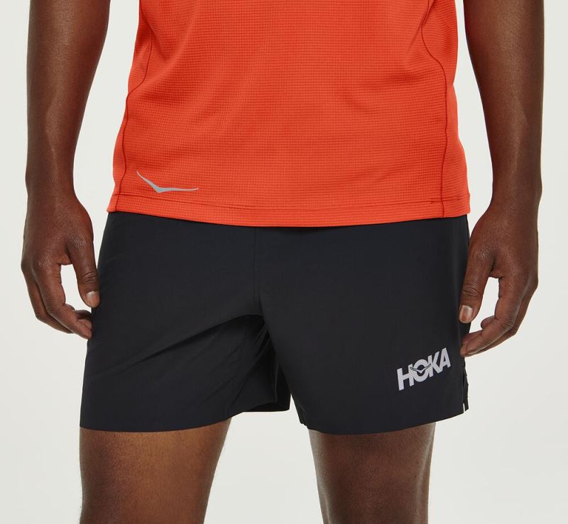 Hoka One One Glide 5" Short Homem - Bermudas Pretas | PT-y89Q6jO